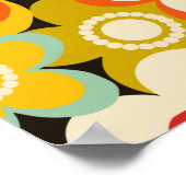 Bright Colorful Retro Cute Floral Pattern ポスター (角)