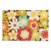 Bright Colorful Retro Cute Floral Pattern 枕カバー (裏面-左)