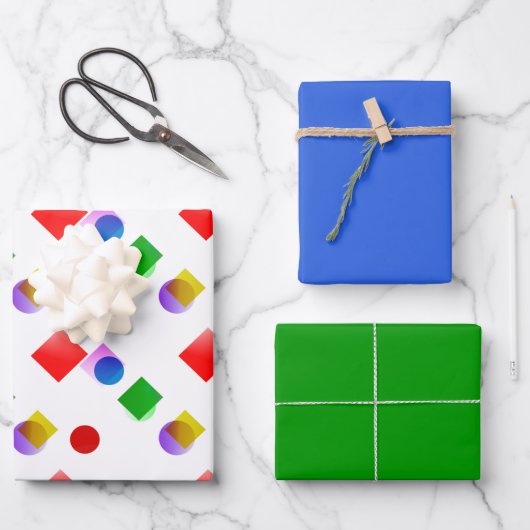 Bright Colorful Royal Blue and Green ラッピングペーパーシート (正面)