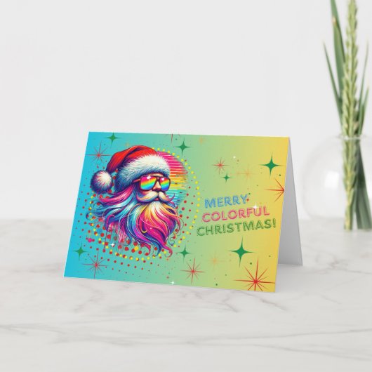 Bright Colorful Santa Claus Christmas Card シーズンカード (正面)