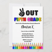 Bright Colors Peace Out 5年生の卒業パーティー 招待状 (正面)