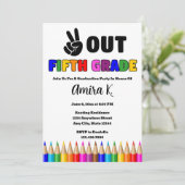 Bright Colors Peace Out 5年生の卒業パーティー 招待状 (スタンド正面)