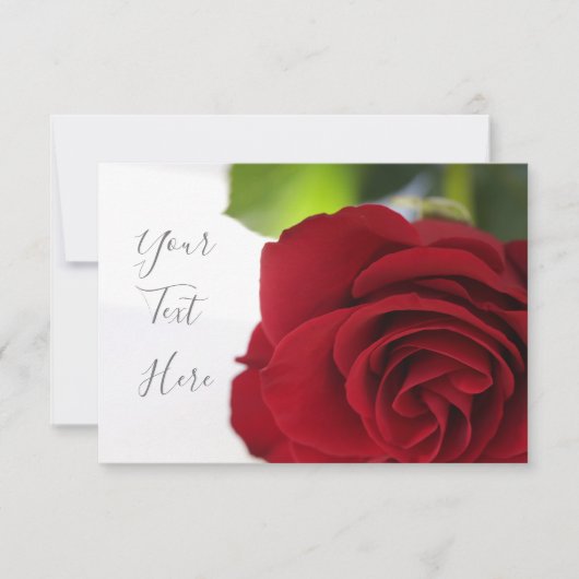 Bright Colors Red Rose Your Text Flat Card (正面)