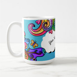 Bright Colors, Whimsical Doodles, Personalizable コーヒーマグカップ