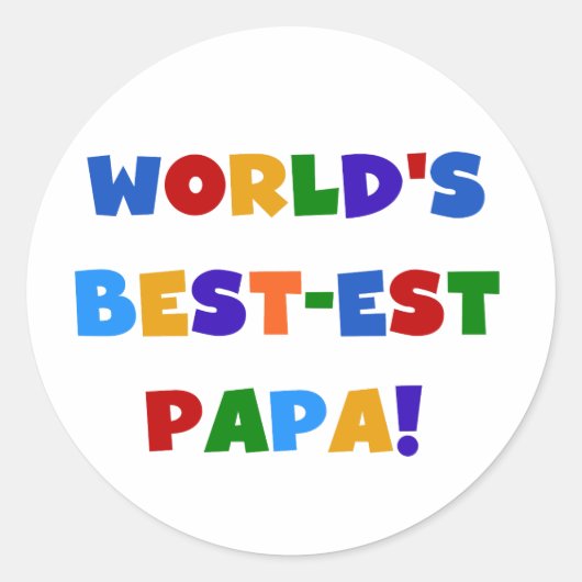 Bright Colors World's 最高の Papa Tシャツ&ギフト ラウンドシール (正面)