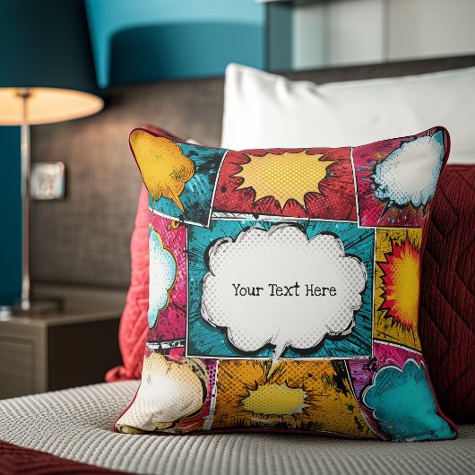 Bright Comic Book Pop Art クッション