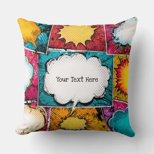 Bright Comic Book Pop Art クッション (正面)