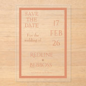 Bright Copper Elegant Modern Wedding アクリル招待状 (正面)