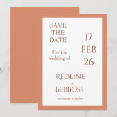 Bright Copper Elegant Modern Wedding セーブザデート (正面/裏面)