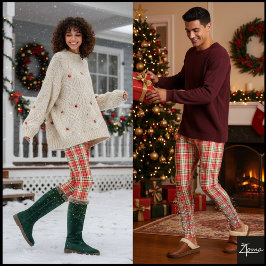 Bright Coral Multicolored Vertical Plaid Check レギンス