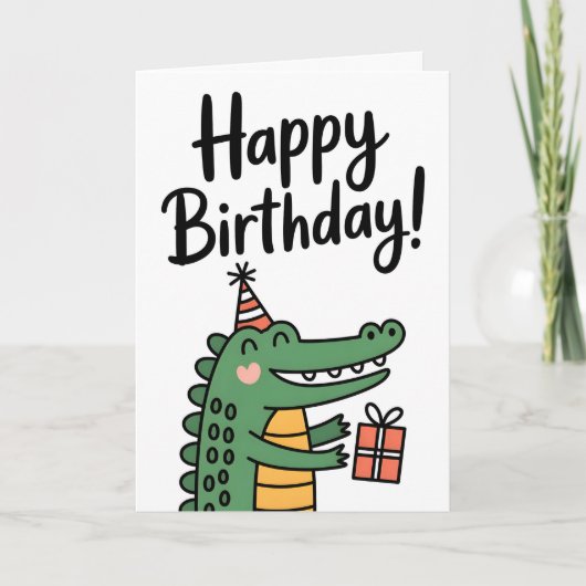 Bright & Cute Flamingo Birthday カード (正面)