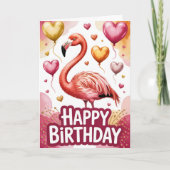 Bright & Cute Flamingo Birthday カード (正面)