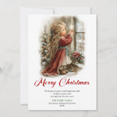Bright Cute Little Girl Holiday Scene Christmas Ca シーズンカード (正面)