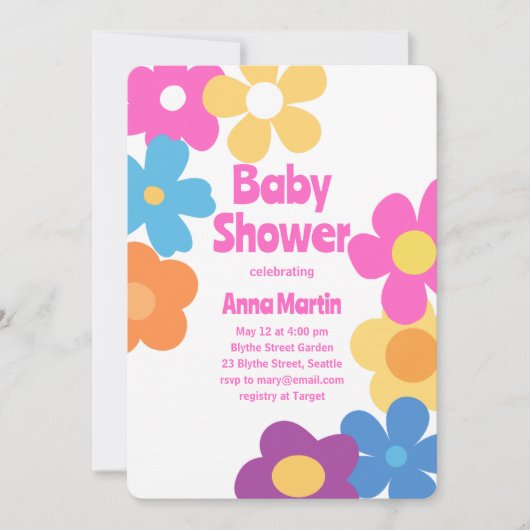 Bright Daisies Baby Shower Invitation 招待状 (正面)