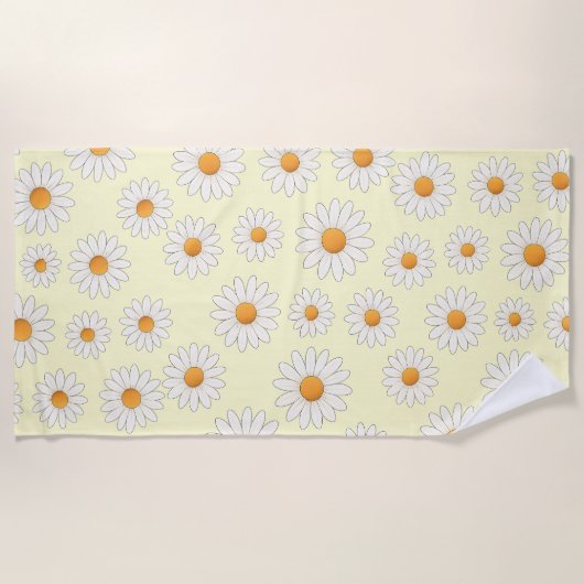 Bright Daisy Pattern – Floral Summer Accessory -  ビーチタオル (正面)