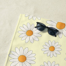 Bright Daisy Pattern – Floral Summer Accessory -  ビーチタオル