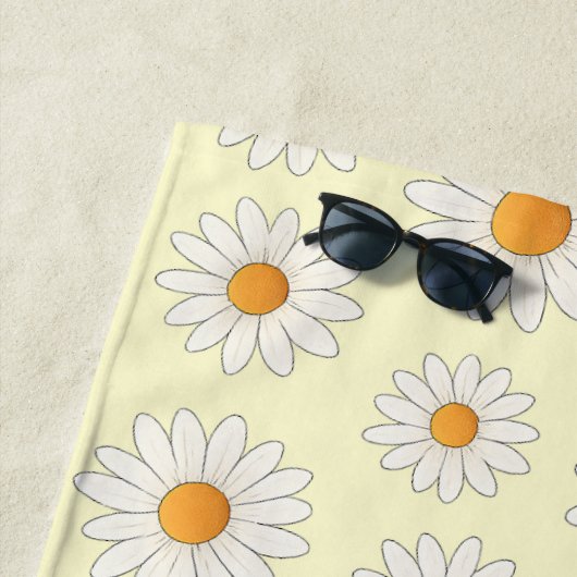 Bright Daisy Pattern – Floral Summer Accessory - ビーチタオル (インサイチュ)