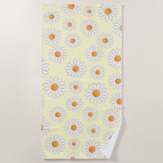 Bright Daisy Pattern – Floral Summer Accessory -  ビーチタオル (正面)