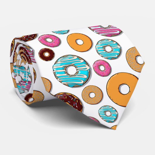 Bright Donut Whimsical Pattern ネクタイ (ロール)