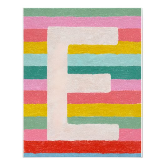 Bright Dopamine Decor Monogram Letter E Poster  ポスター (正面)