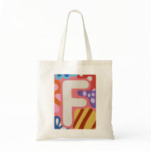 Bright Dopamine Decor Monogram Letter F Tote Bag