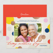 Bright Dots Happy Mother's Day Grandma Photo シーズンカード (正面/裏面)