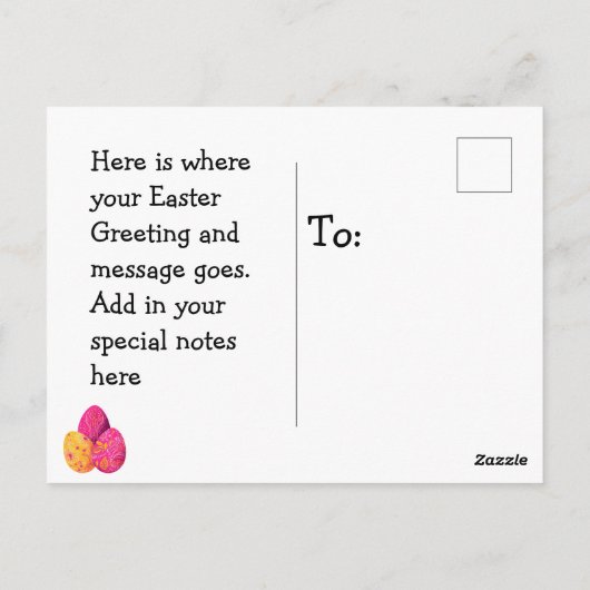 Bright Easter Eggs In Pink and Yellow ポストカード (裏面)