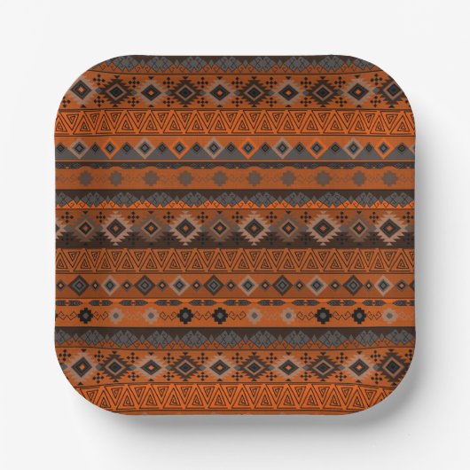 Bright ethnic striped pattern. ペーパープレート (正面)