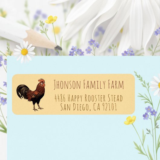 Bright Family Farm Rooster Return Address Labels ラベル