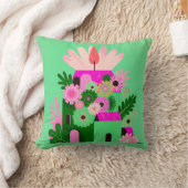 Bright Floral Accent Pillow クッション (ブランケット)