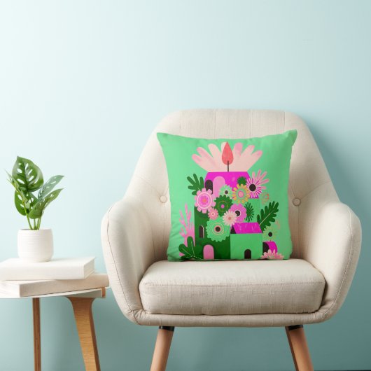 Bright Floral Accent Pillow クッション (椅子)