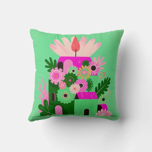 Bright Floral Accent Pillow クッション (裏面)