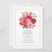 Bright Floral Birthday Party 招待状 (正面)