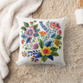 Bright Floral Bouquet Faux Yarn Embroidery  クッション (ブランケット)