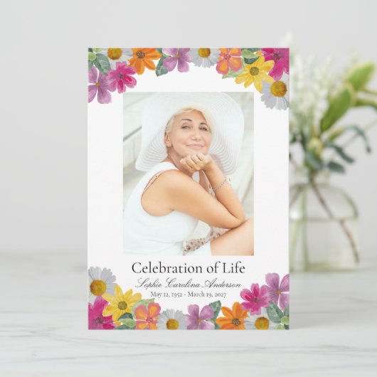 Bright Floral Celebration of Life Program 招待状 (スタンド正面)