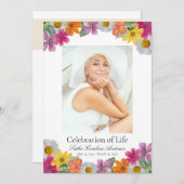 Bright Floral Celebration of Life Program 招待状 (正面/裏面)