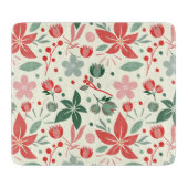 Bright Floral Design with Green Leaves and Dot カッティングボード (正面)
