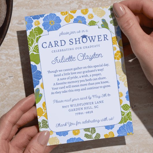 Bright Floral Graduation Card Shower Invitation 招待状