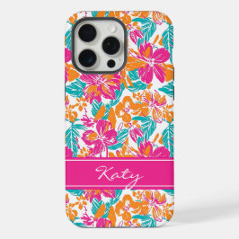 Bright Floral Pattern Phone Case (Name) iPhone 15 Pro Maxケース