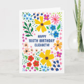 Bright+Floral,+Personalized+Name+and+Age+Birthday カード (正面)