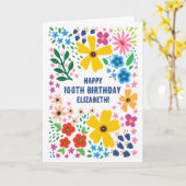 Bright+Floral,+Personalized+Name+and+Age+Birthday カード (黄色い花)