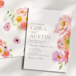 Bright Floral Photo Wedding Invitation 招待状