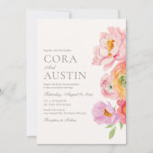 Bright Floral Photo Wedding Invitation 招待状 (正面)