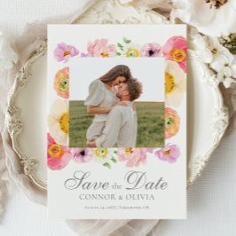 Bright Floral Save the Date Card 招待状