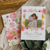 Bright Floral Save the Date Card 招待状