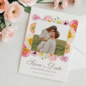 Bright Floral Save the Date Card 招待状