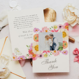Bright Floral Wedding Thank You Card サンキューカード