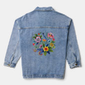 Bright Florals Wildflowers Faux Yarn Embroidery デニムジャケット (裏面)