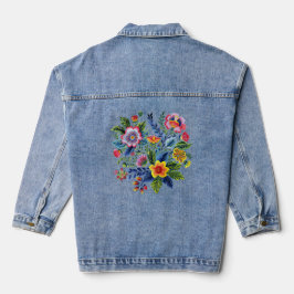 Bright Florals Wildflowers Faux Yarn Embroidery  デニムジャケット
