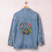 Bright Florals Wildflowers Faux Yarn Embroidery デニムジャケット (ハンガー)